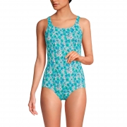 Women's Chlorine Resistant Scoop Neck Soft Cup Tugless Sporty One Piece Swimsuit Print