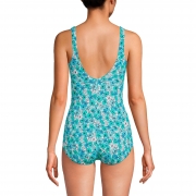 Women's Chlorine Resistant Scoop Neck Soft Cup Tugless Sporty One Piece Swimsuit Print