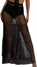 Full Length Polka Dots Mesh Sarong Cover Up