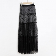 Full Length Polka Dots Mesh Sarong Cover Up