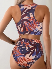 Tropical Print Racer Back 2 Piece Set Bikini