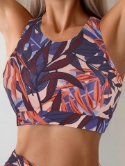 Tropical Print Racer Back 2 Piece Set Bikini