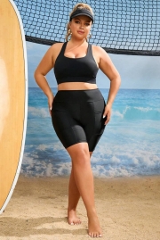 Swim SPRTY Women's Plus Size Swim Shorts With Wide Waistband & Phone Pocket