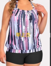 Modest Pink Garments Stripes Tankini Top