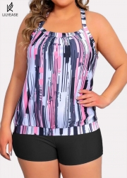 Modest Pink Garments Stripes Tankini Top