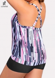 Modest Pink Garments Stripes Tankini Top