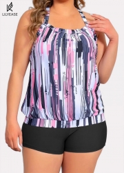 Modest Pink Garments Stripes Tankini Top