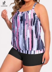 Modest Pink Garments Stripes Tankini Top